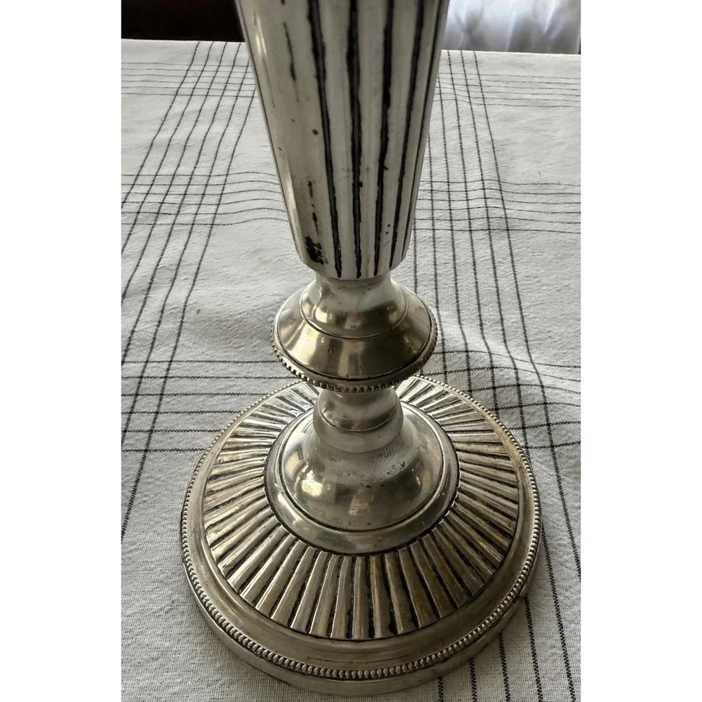 Pair of Indian Made Silver Plated Candle Holders 13